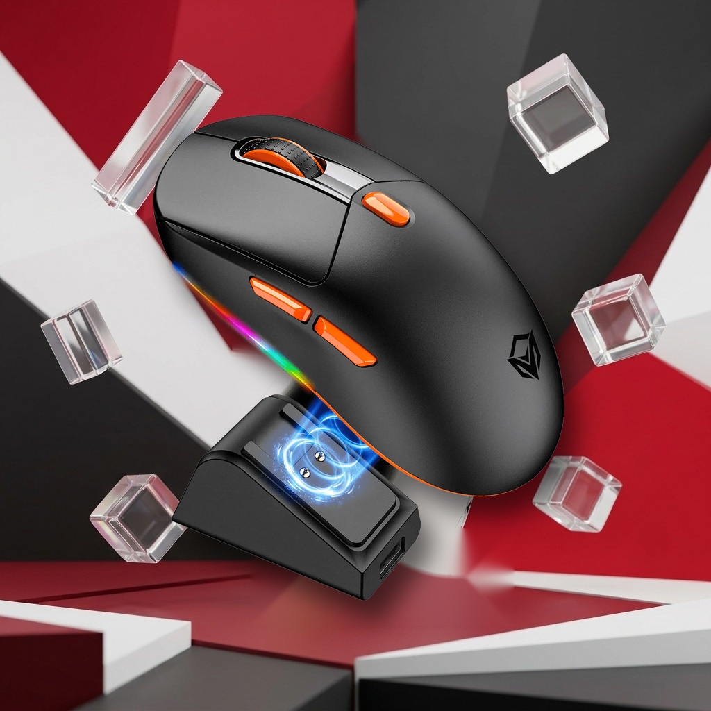 Souris de jeu sans fil tri-mode avec station de chargement magnétique